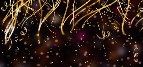 Dark Bordo Gold Confetti Smow Flakes Bokeh Blurred Festive Background — Stok fotoğraf