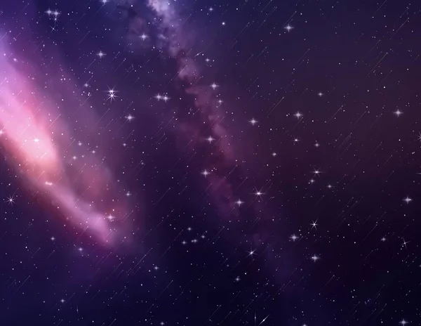 Фіолетове Блакитне Зоряне Небо Туманність Метеорит Зірки Падають Душ Бузкове — стокове фото