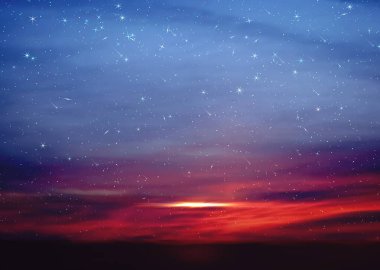 starry sky star fall and orange sunset and universe summer night cloudy dust sun down nature background weather forecas 