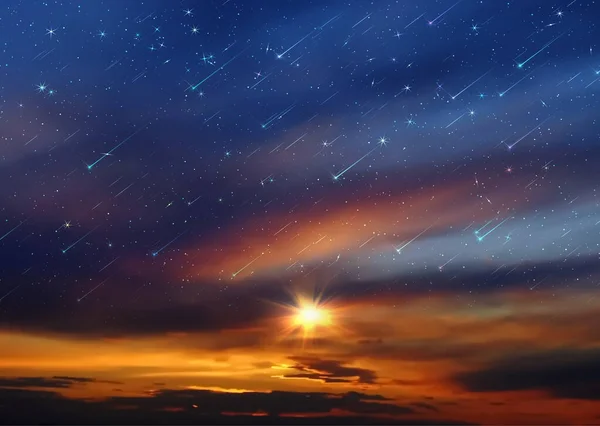 Starry Sky Star Fall Orange Sunset Universe Summer Night Cloudy — 스톡 사진