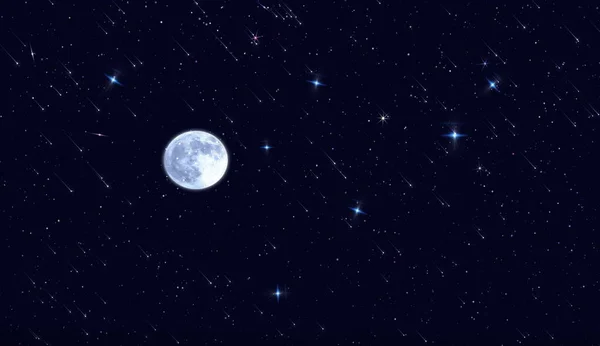 Big Moon Night Sky Nebula Starr Fall Wind Blue Lilac — 스톡 사진