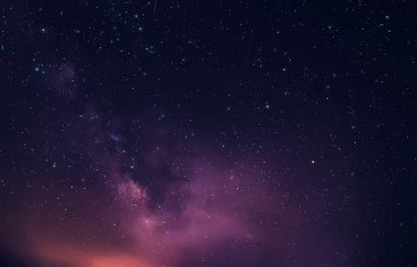 night starry sky comet dust nebula and star fall wind on blue lilac green neon flares cosmic universe template background 