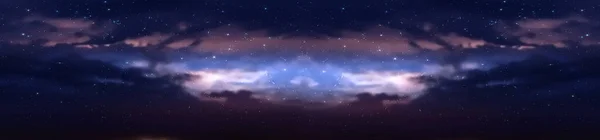 Blue Lilac Starry Sky Dramatic Clouds Sunset Star Fall Reflection — Fotografia de Stock