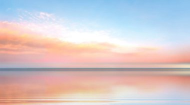 pink gold cloudy blue sunset ar sea water wave reflection banner background