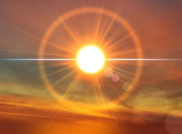 オレンジ色の夕日と太陽の光の背景バナーテンプレート — ストック写真