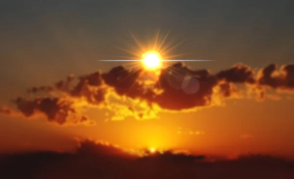 Oranje Zonsondergang Zonlicht Achtergrond Banner Sjabloon — Stockfoto