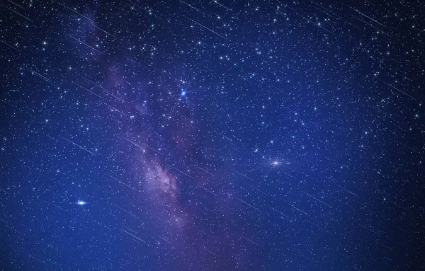 Noite Estrelado Céu Profundo Brilhante Stardust Luz Flare Colorido Modelo — Fotografia de Stock