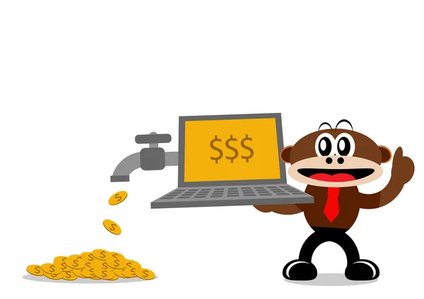 Macaco dos desenhos animados em temas de negócios — Vetor de Stock
