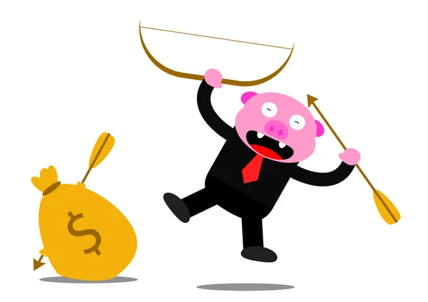 Piggy in business activity — Stock Vector