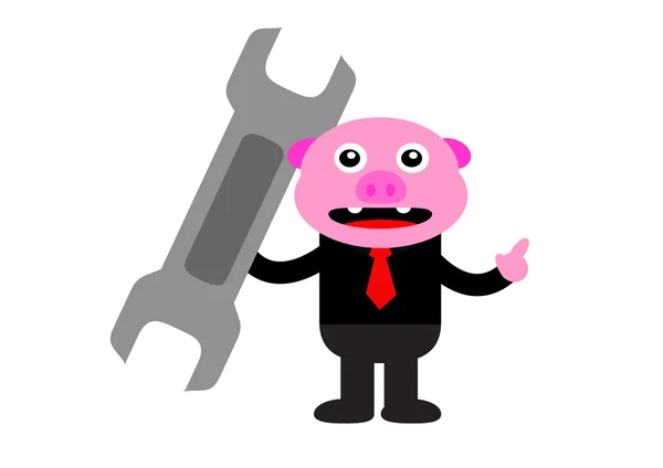 Piggy in business activity — Stock Vector