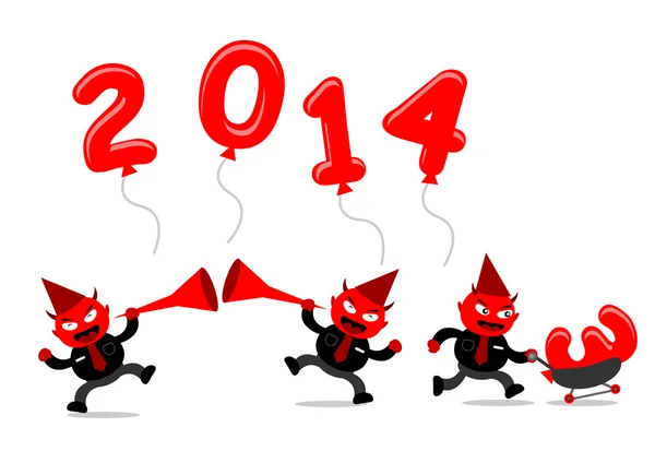 Personaje de dibujos animados con temas de año nuevo 2014 — Vector de stock