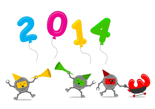 Új év 2014 témák rajzfilmfigura — Stock Vector