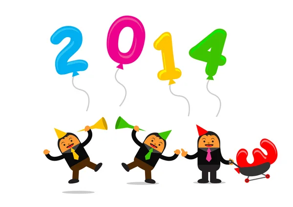 Új év 2014 témák rajzfilmfigura — Stock Vector