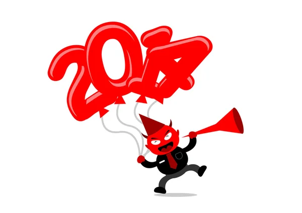 Personaje de dibujos animados con temas de año nuevo 2014 — Vector de stock