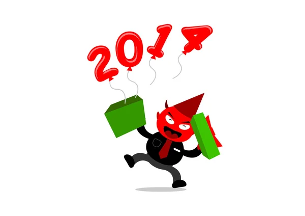 Año nuevo temas 2014 personaje de dibujos animados — Vector de stock