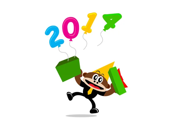 New year themes 2014 cartoon character — Stock Vector