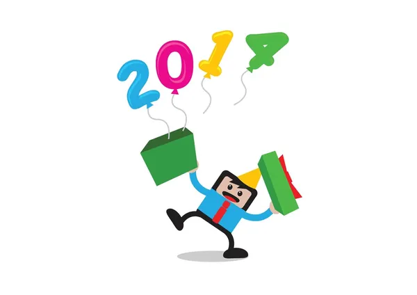 Themen des neuen Jahres 2014 Cartoon-Figur — Stockvektor