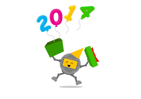 New year themes 2014 cartoon character — Stock Vector