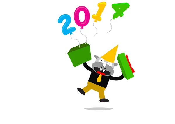 Año nuevo temas 2014 personaje de dibujos animados — Archivo Imágenes Vectoriales