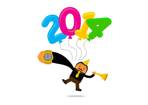 New year themes cartoon character — Stock Vector