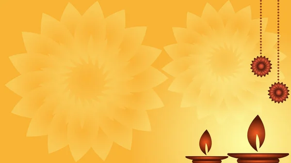 Hintergrunddesign Von Diwali Festival Mit Lichterlampe Lotusblume Und Copy Space — Stockvektor