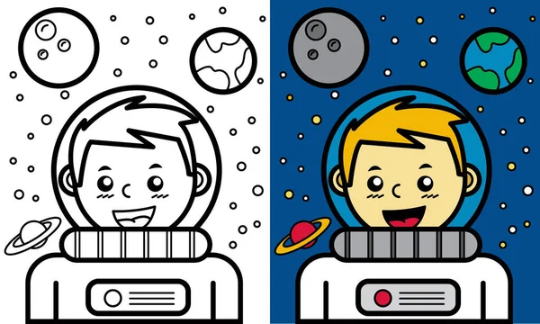 Illustration Vector Graphic Malbuch Des Astronautenjungen Geeignet Für Kinder Malbuch — Stockvektor