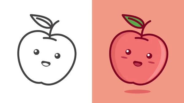 Illustration Vector Graphic Cartoon Character Cute Apple Kawaii Doodle Style — Stock Vector