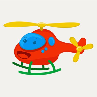 Çizim vektörü grafik tasarım çizgi film karakteri Şirin helikopter düz kawaii doodle stili. Çocuk kitabı, mal, oyuncak maskotu vs. için uygun.