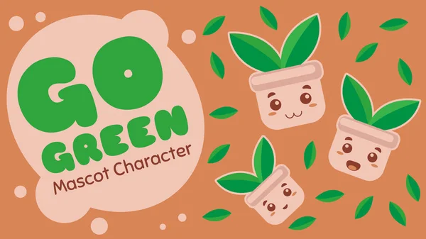 Иллюстрационный Вектор Графического Дизайна Персонаж Green Mascot Стиле Каракули Kawaii — стоковый вектор