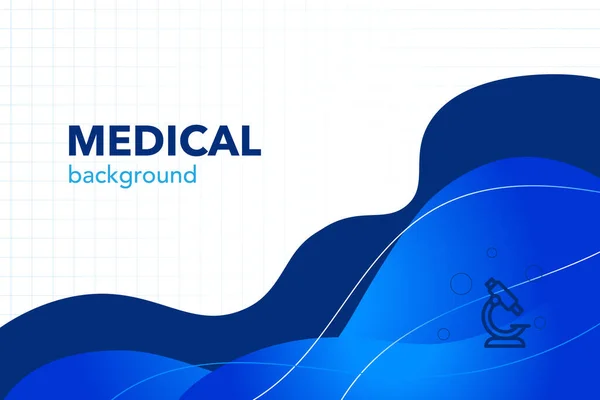 Blauer Hintergrund Mit Medizinischem Motiv Welligen Linien Und Einem Mikroskop — Stockvektor