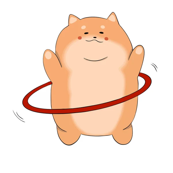 Fat Cat Spins Hoop Fitness Room Lose Weight Lose Weight — Stock Vector