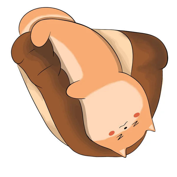 Gato Acuesta Almohada Descansa Muestra Bueno Que Ilustración Vectorial — Vector de stock