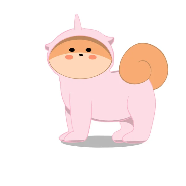 Shiba Inu Pyjama Kijkt Naar Vectorillustratie — Stockvector