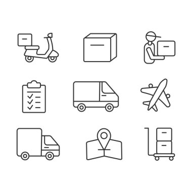 Pack of linear icons for the delivery of goods. Vector illustration