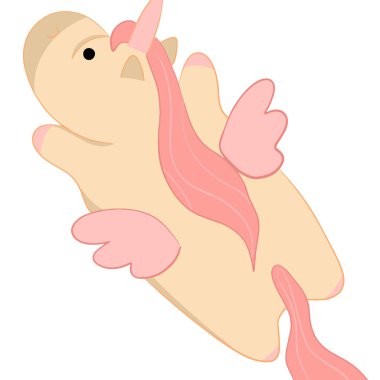 Tombul, tek boynuzlu at sinekleri ve yelesi rüzgarda gelişiyor. Vektör illüstrasyonu