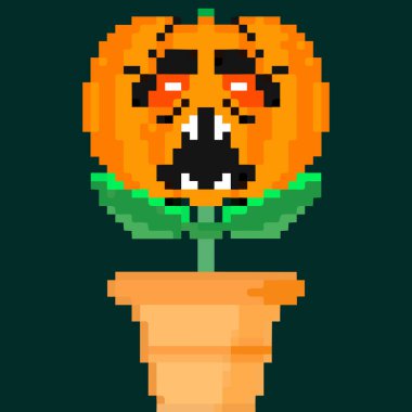 Jack olantern Cadılar Bayramı çiçeği. Korkunç bir Cadılar Bayramı geçirin. Vektör illüstrasyonu