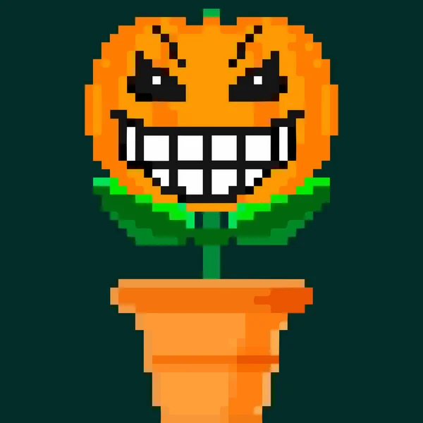 Jack Olantern Halloween Flower Have Scary Halloween Laughing Vector Illustration — Stockový vektor