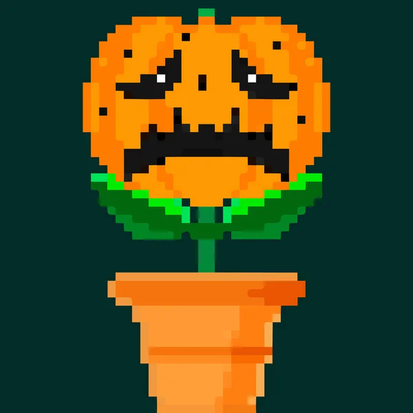 Jack Olantern Halloween Flower Have Scary Halloween Very Upset Vector — Stockový vektor