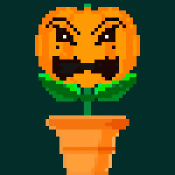 Jack Olantern Halloween Flower Have Scary Halloween Angry Vector Illustration — Stockový vektor