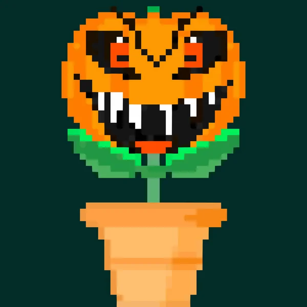 Jack Olantern Halloween Flower Have Scary Halloween Devil Himself Vector — Stockový vektor