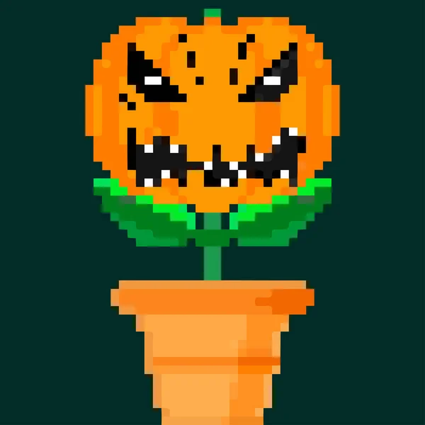 Jack Olantern Halloween Flower Have Scary Halloween Vampire Vector Illustration — Image vectorielle