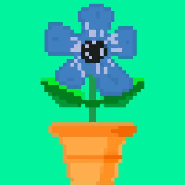 Flower in a pot, pixel art and creating your own garden. Vector illustration
