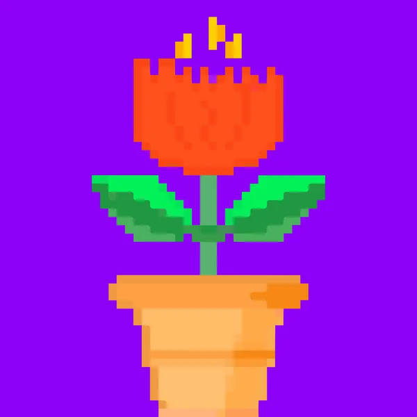 Flower Pot Pixel Art Creating Your Own Garden Vector Illustration — Vetor de Stock