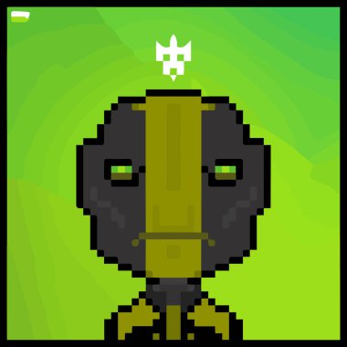 Piksel vektör sanatında renk dolu bir arkaplan kullanarak çizgi film karakteri. Vektör illüstrasyonu