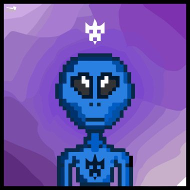 Piksel vektör sanatında renk dolu bir arkaplan kullanarak çizgi film karakteri. Vektör illüstrasyonu