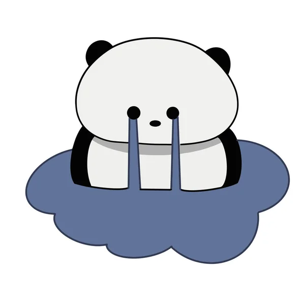 Carino Paffuto Panda Piange Nuota Una Pozzanghera Illustrazione Vettoriale — Vettoriale Stock