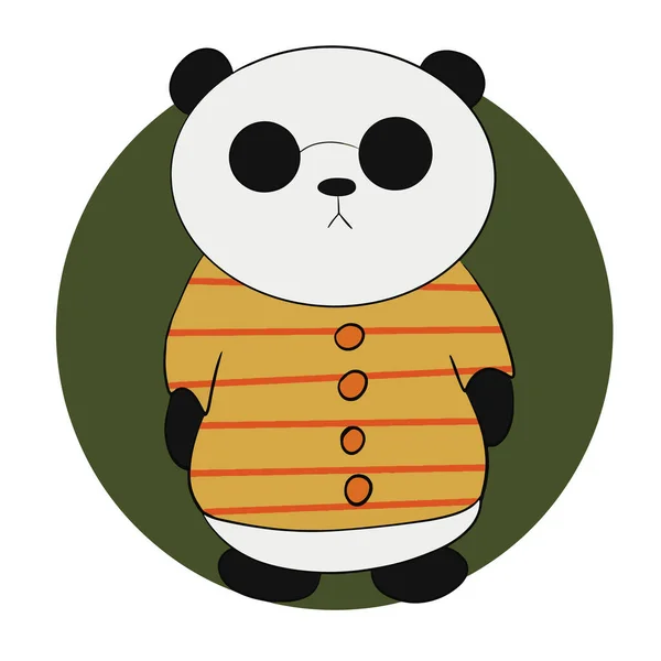 Chubby Panda Glasses Sweater Vector Illustration — 图库矢量图片