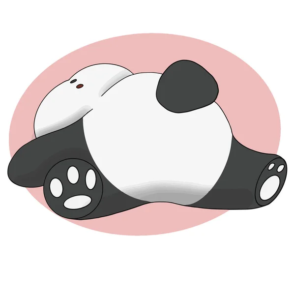 Cute Chubby Panda Sleeps Sees Sweet Dream Vector Illustration — Image vectorielle