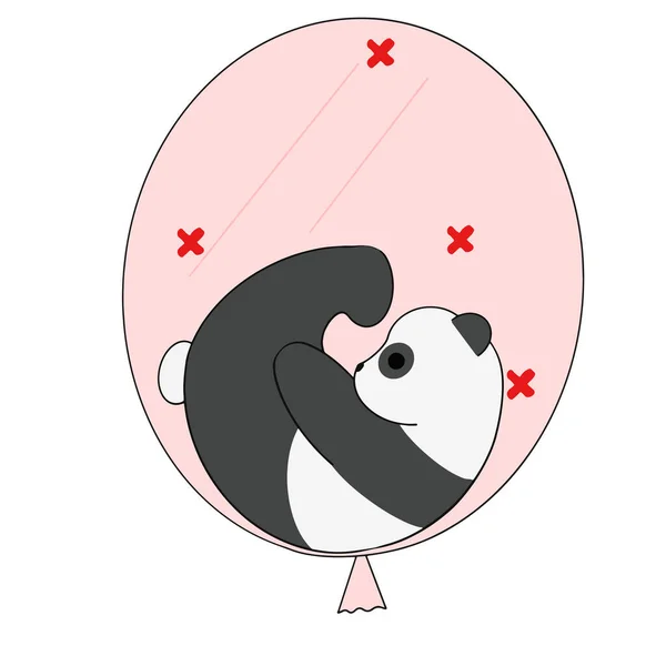 Cute Chubby Panda Lies Ball Vector Illustration — Archivo Imágenes Vectoriales