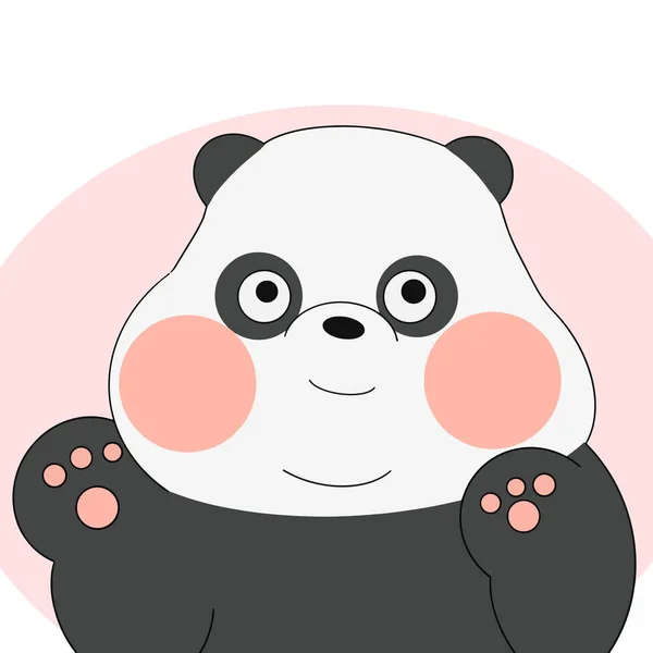 Cute Chubby Panda Stands Raised Paws Looks Vector Illustration — Stock vektor